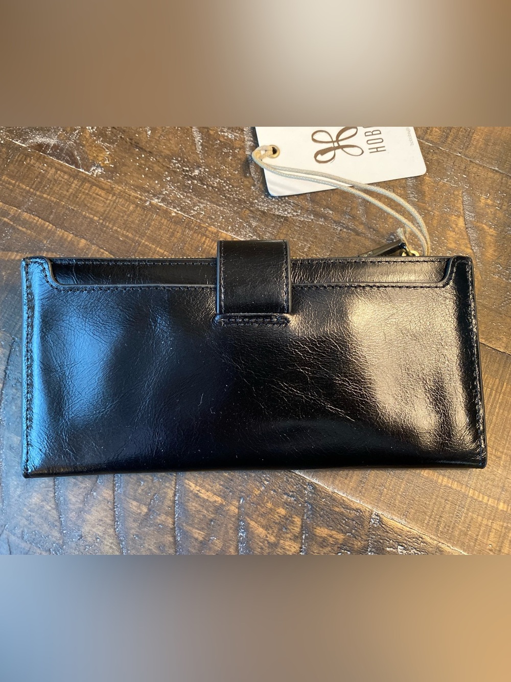 HOBO International Black Dunn Continental Shiny Leather Wallet - Picture 2 of 4